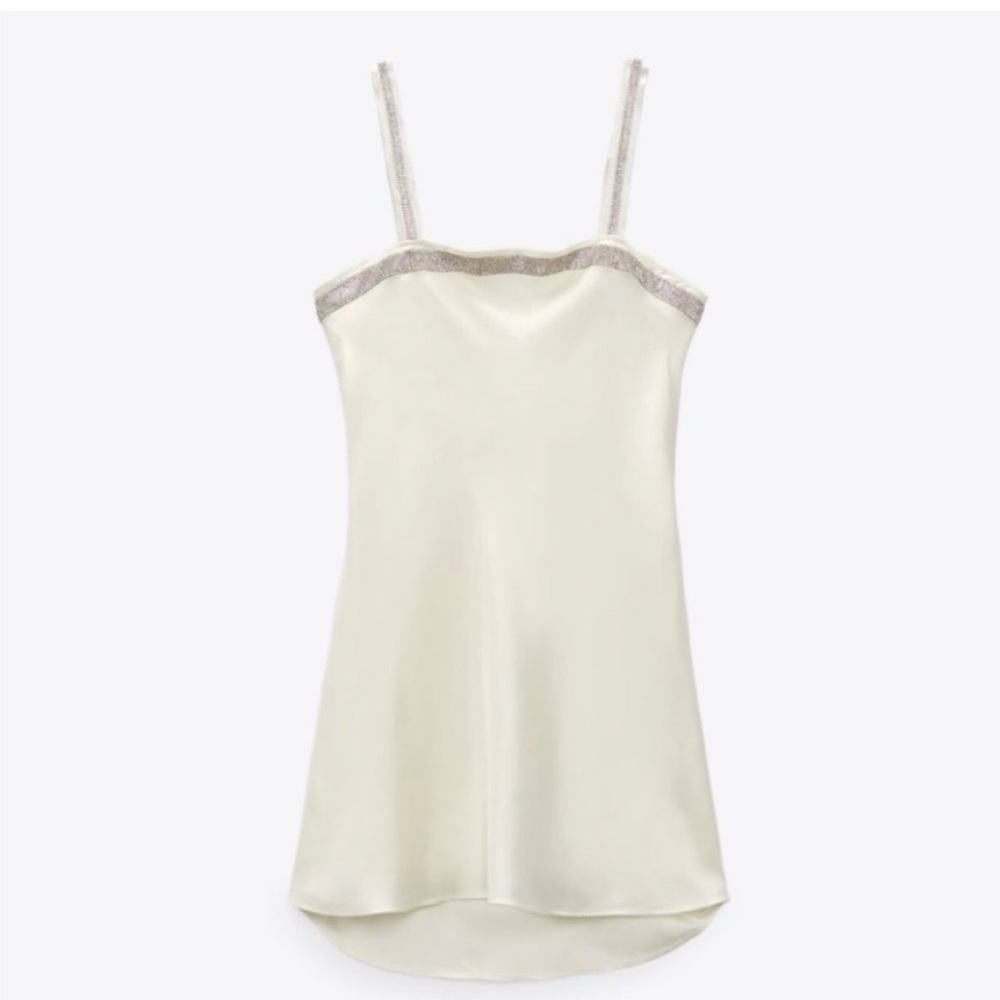 Zara Cream Satin Slip Dress